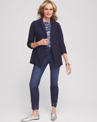 Girlfriend Floral Cutwork Ankle Jeans click to view larger image.