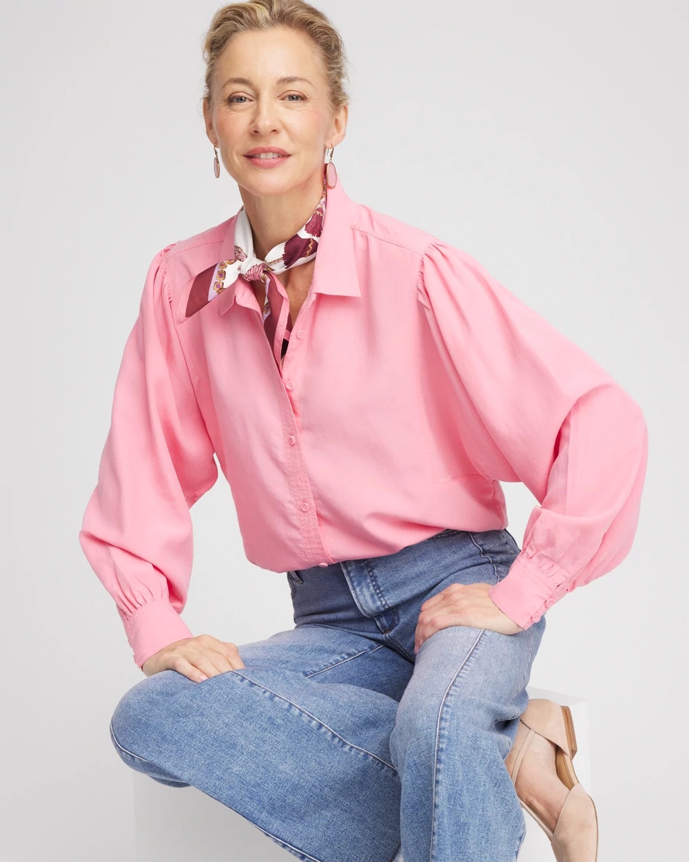 Tencel Blend Dolman-Sleeved Blouse