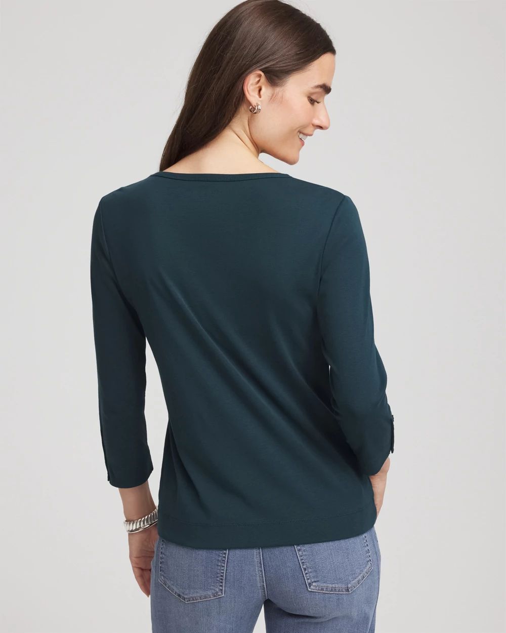 Pima Cotton Crewneck Button Tee