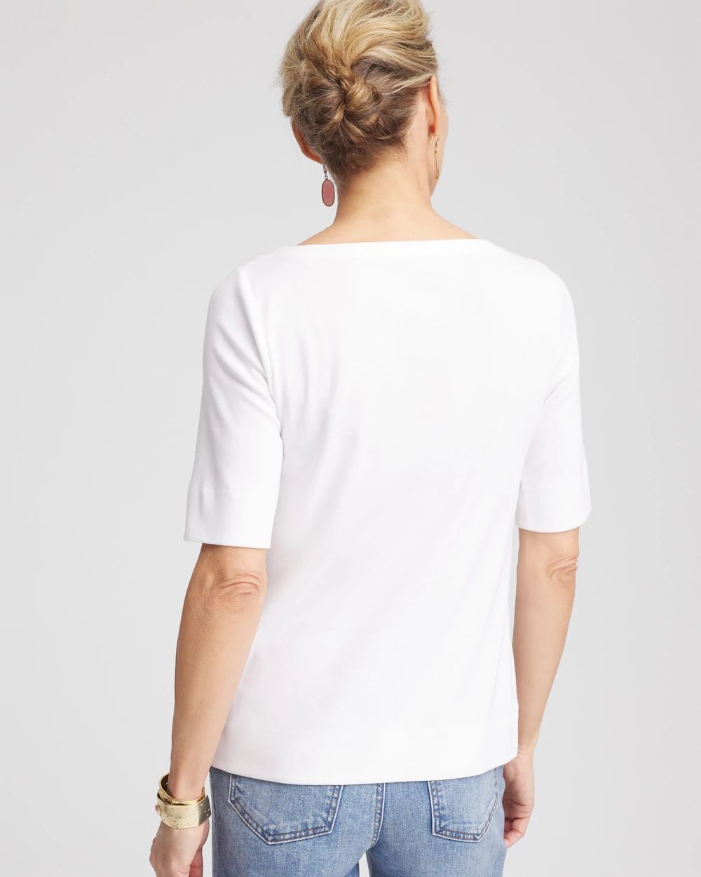 Pima Cotton Bateau-Neck Tee click to view larger image.