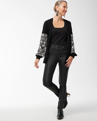 Spun Rayon Jacquard Sleeve Cardigan