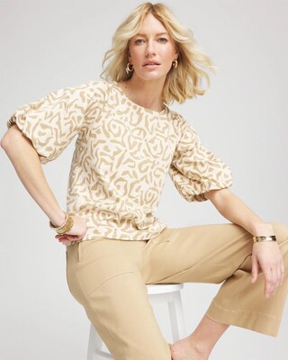 Animal Print Bubble Sleeve Top click to view larger image.