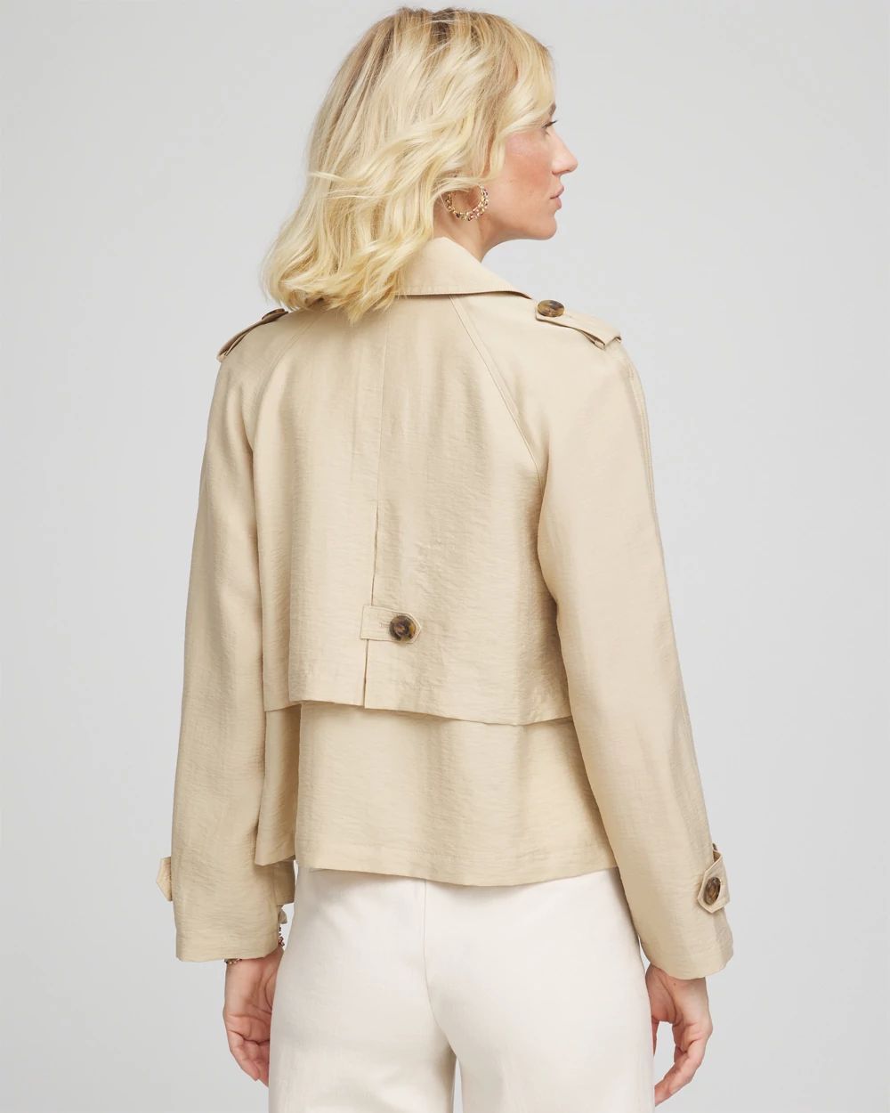 Petite Double-Breasted Cropped Trench Coat