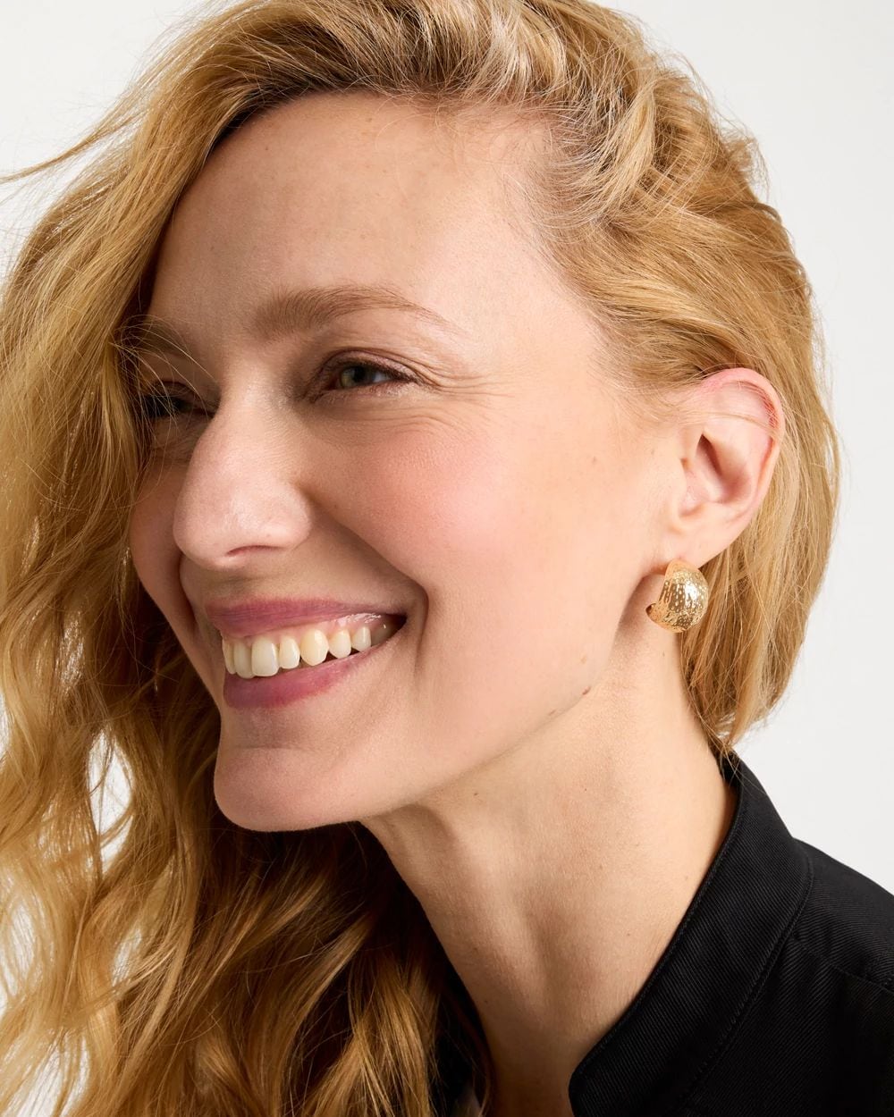 Crinkle Goldtone Hoop Earrings click to view larger image.