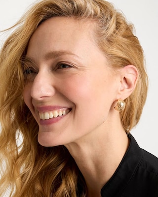 Crinkle Goldtone Hoop Earrings click to view larger image.