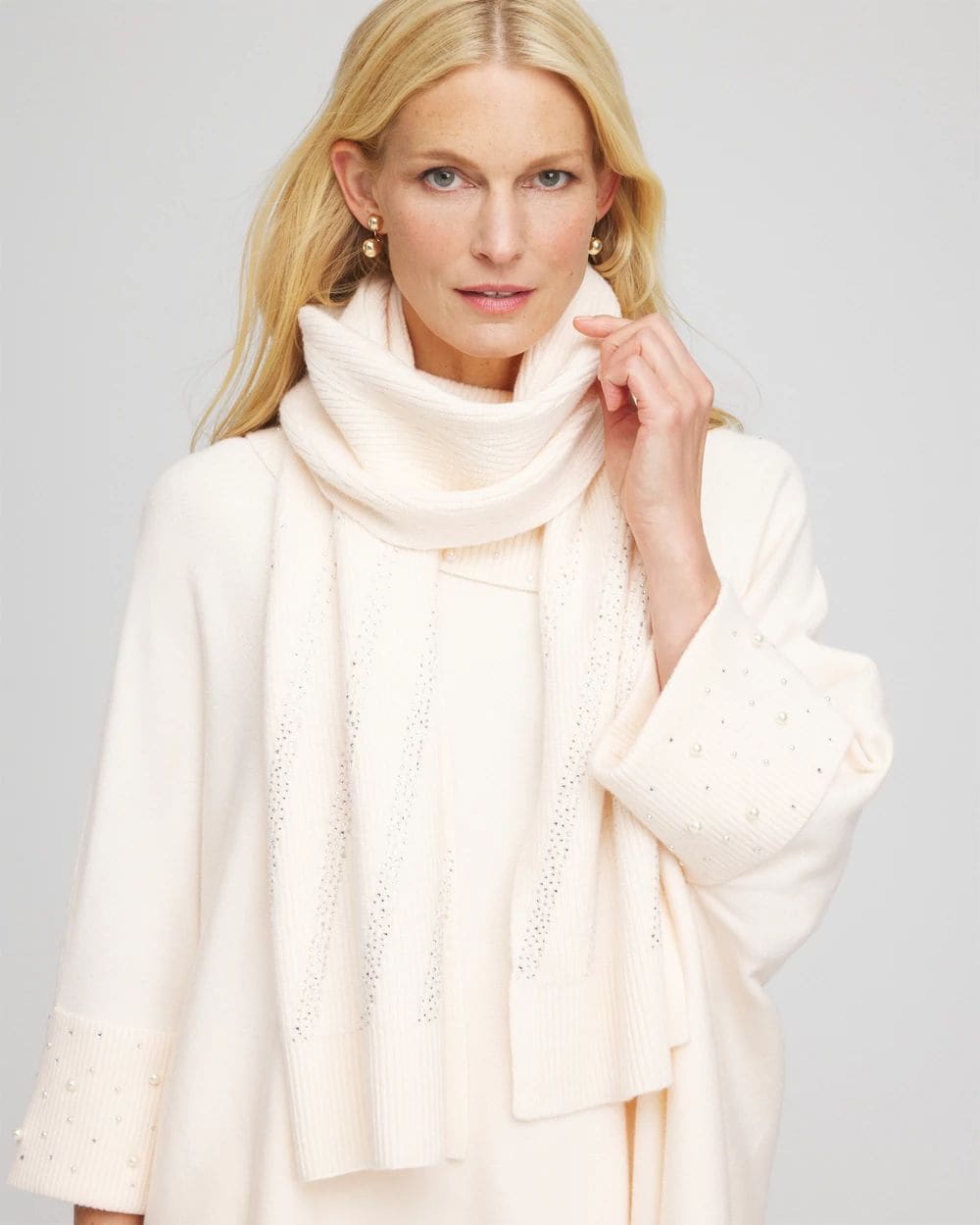 Embellished Striped Scarf