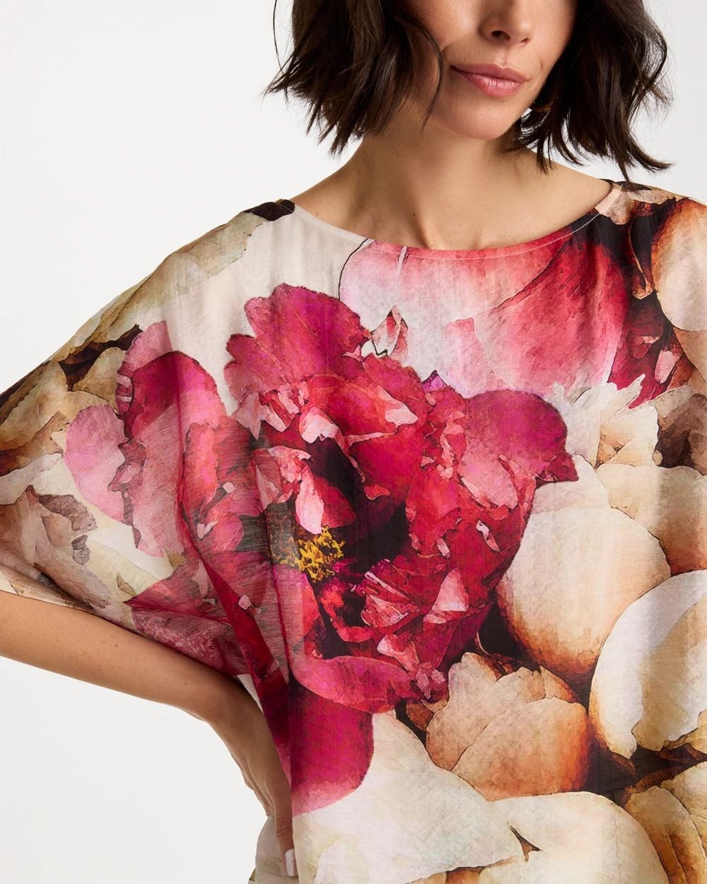 Boatneck Printed Poncho click to view larger image.