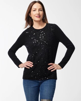 Cashmere Sequin Crew Neck Sweater