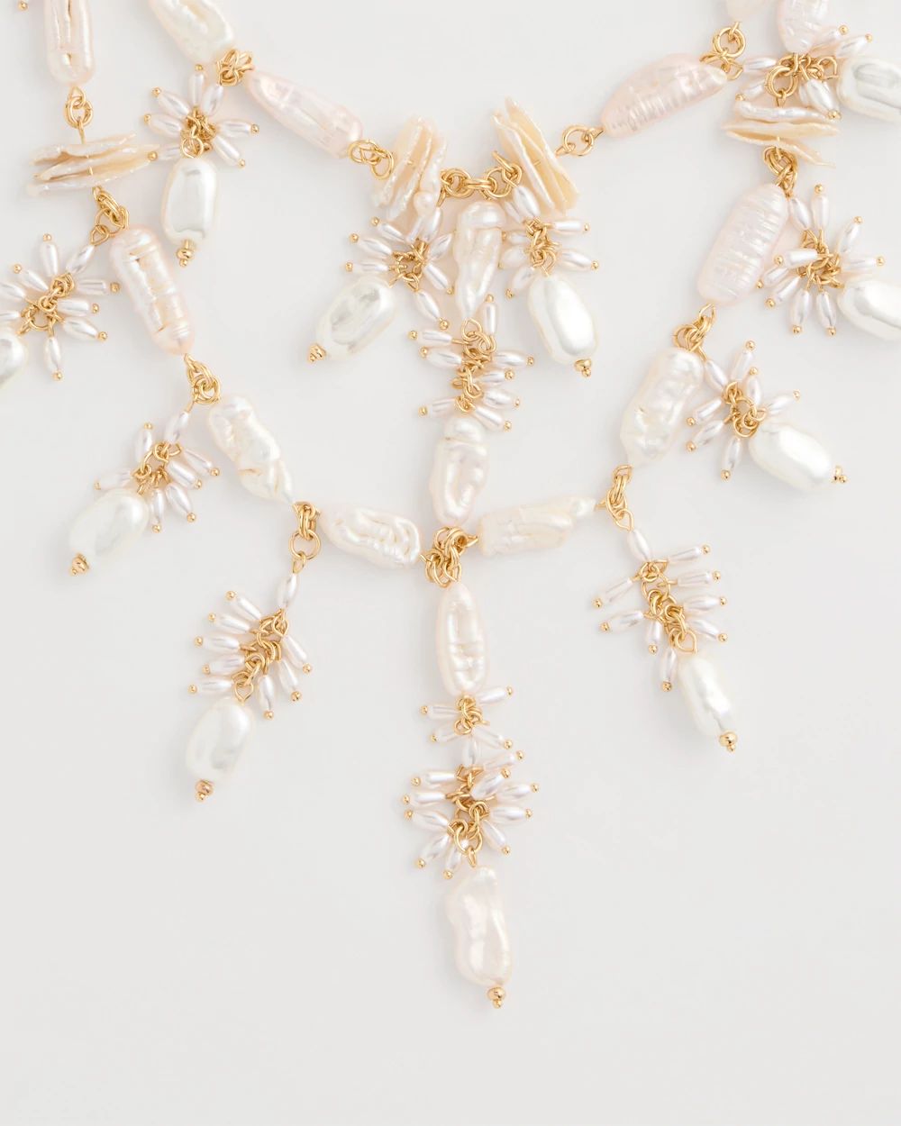 Chico's Originals Pearl Cluster Bib Necklace