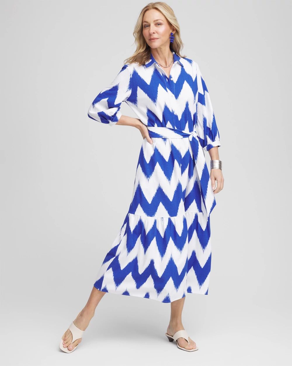 Petite Chevron Striped Shirtdress