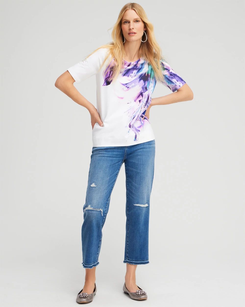 Cotton Stretch Abstract Knit Tee