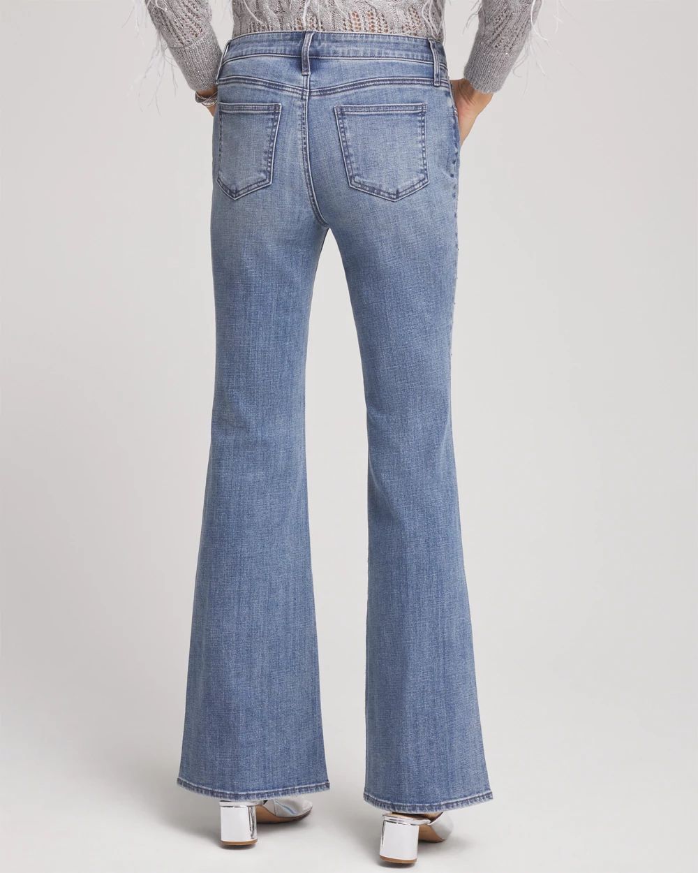 Petite Girlfriend Embellished Flare Jeans