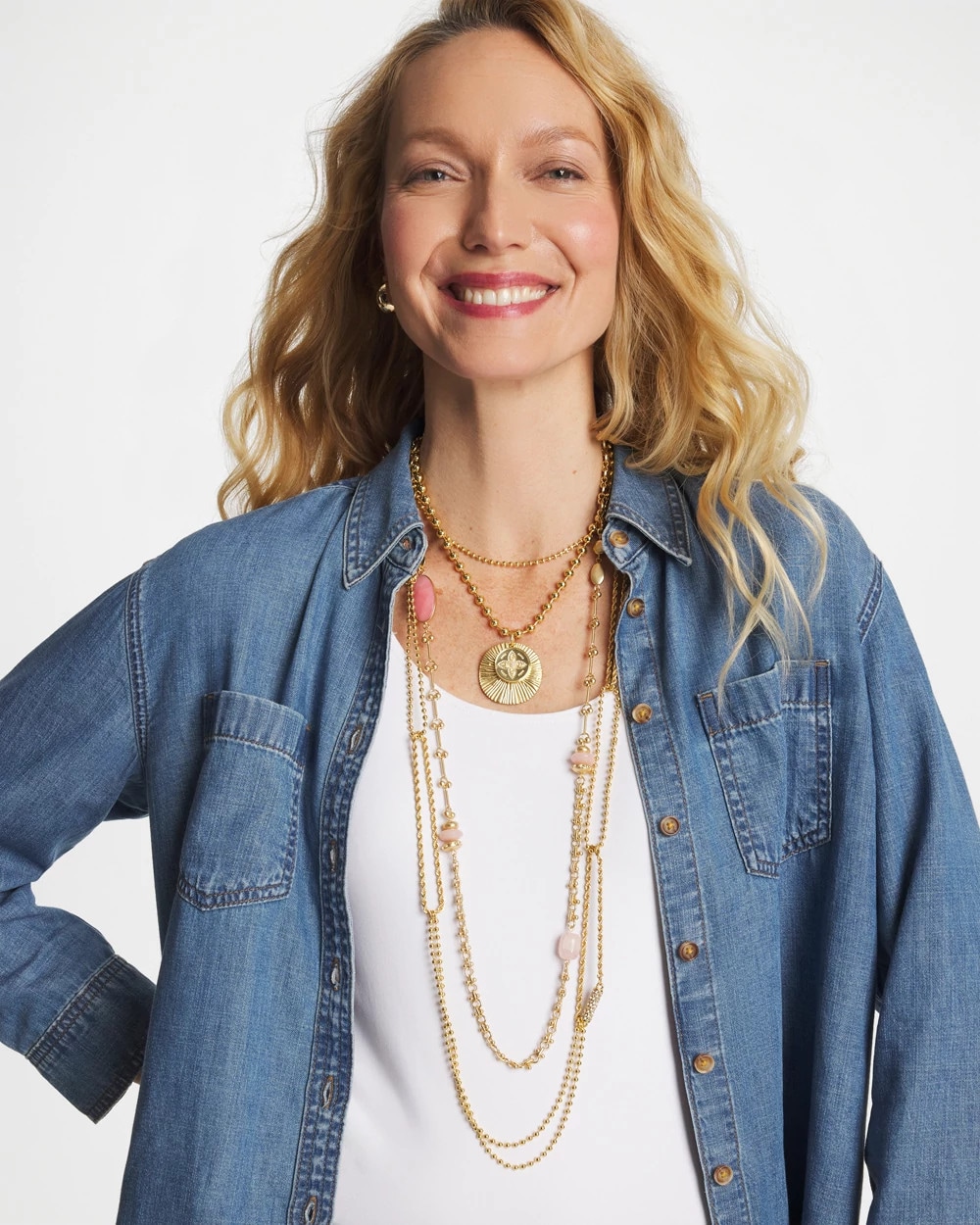 Long Gold Ball Chain Single Strand