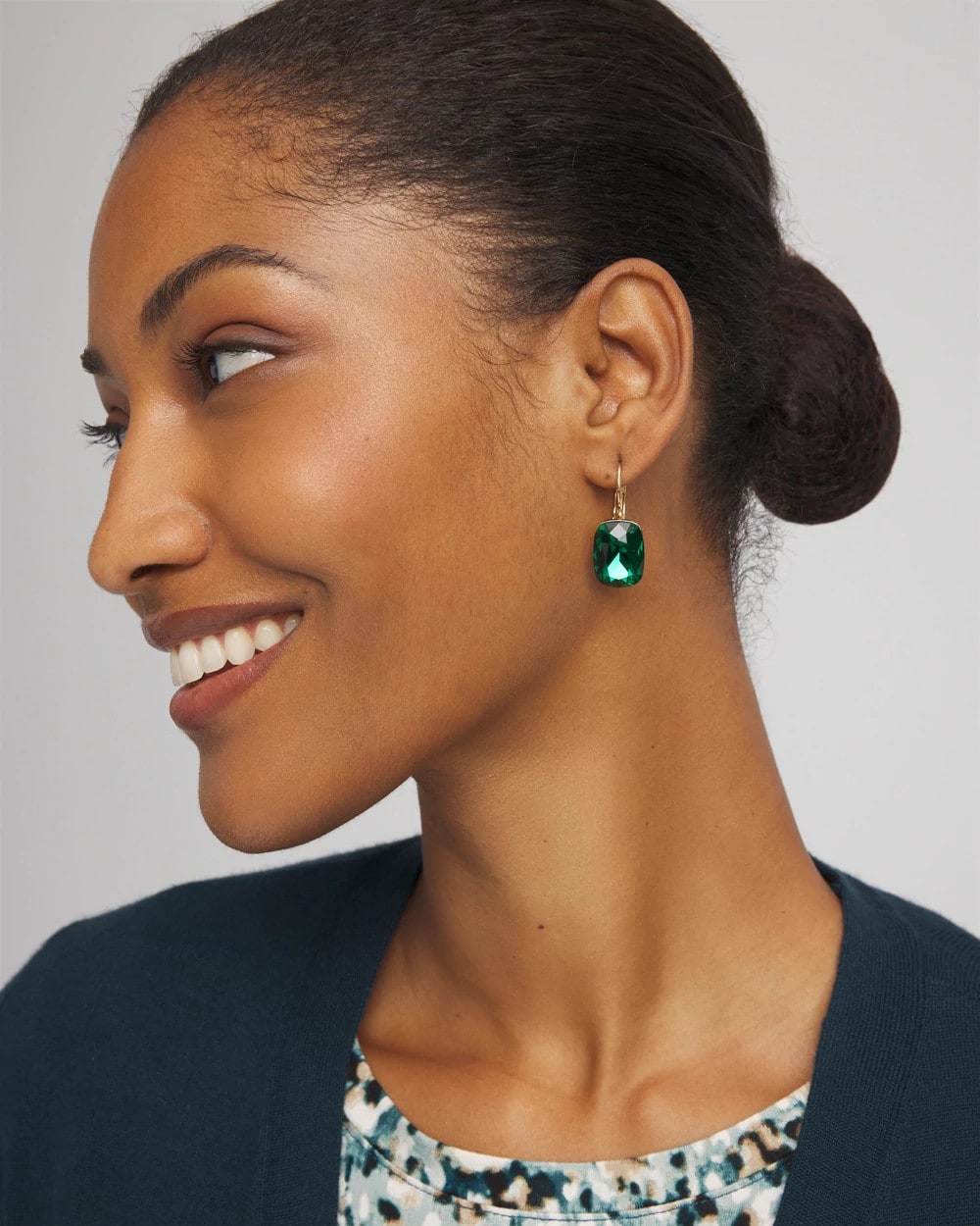Emerald Green Gem Drop Earrings