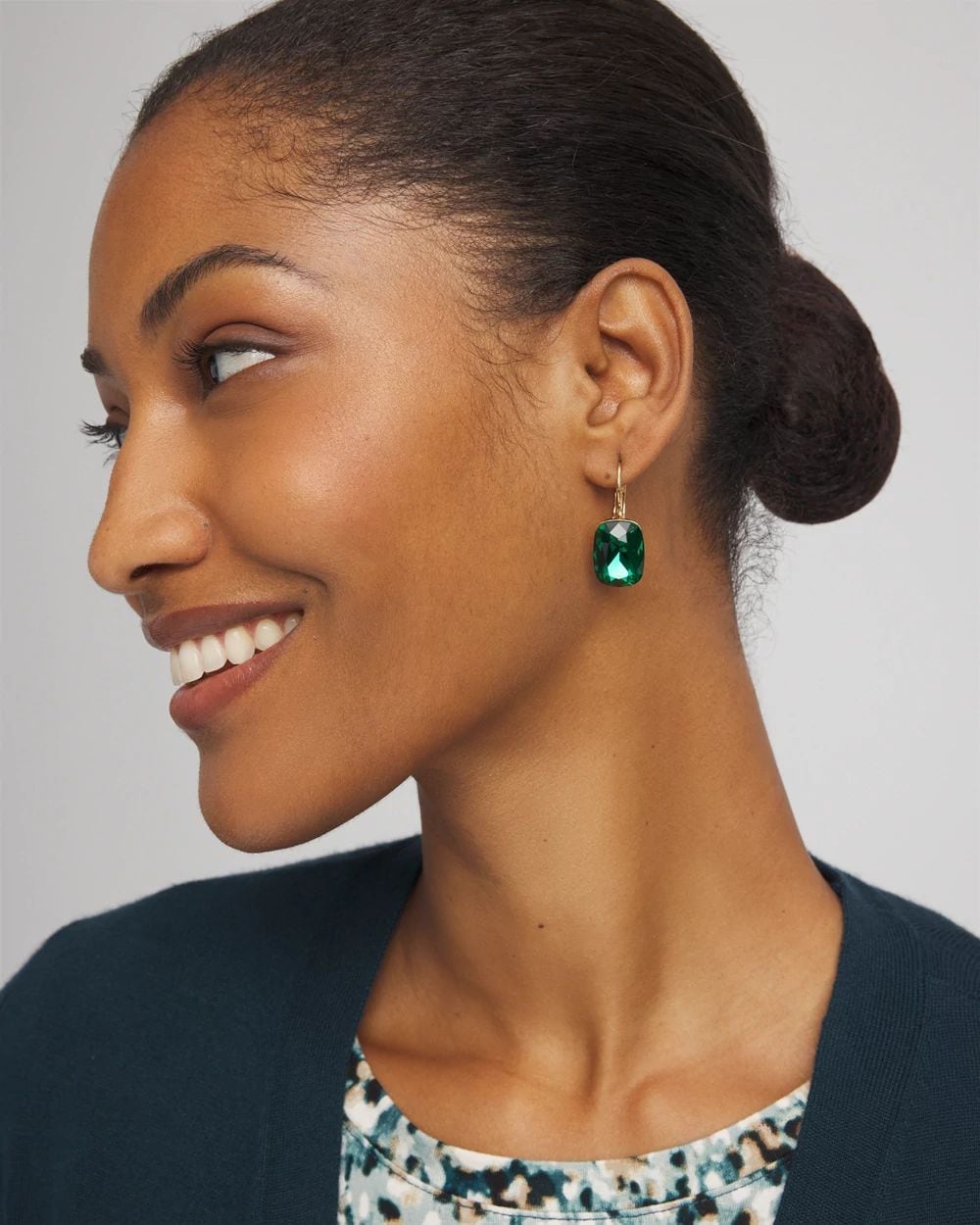 Emerald Green Gem Drop Earrings
