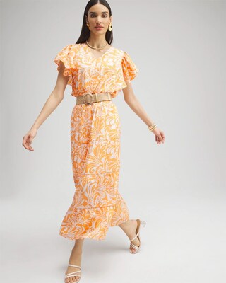 Flutter Sleeve Tiered Maxi Dress