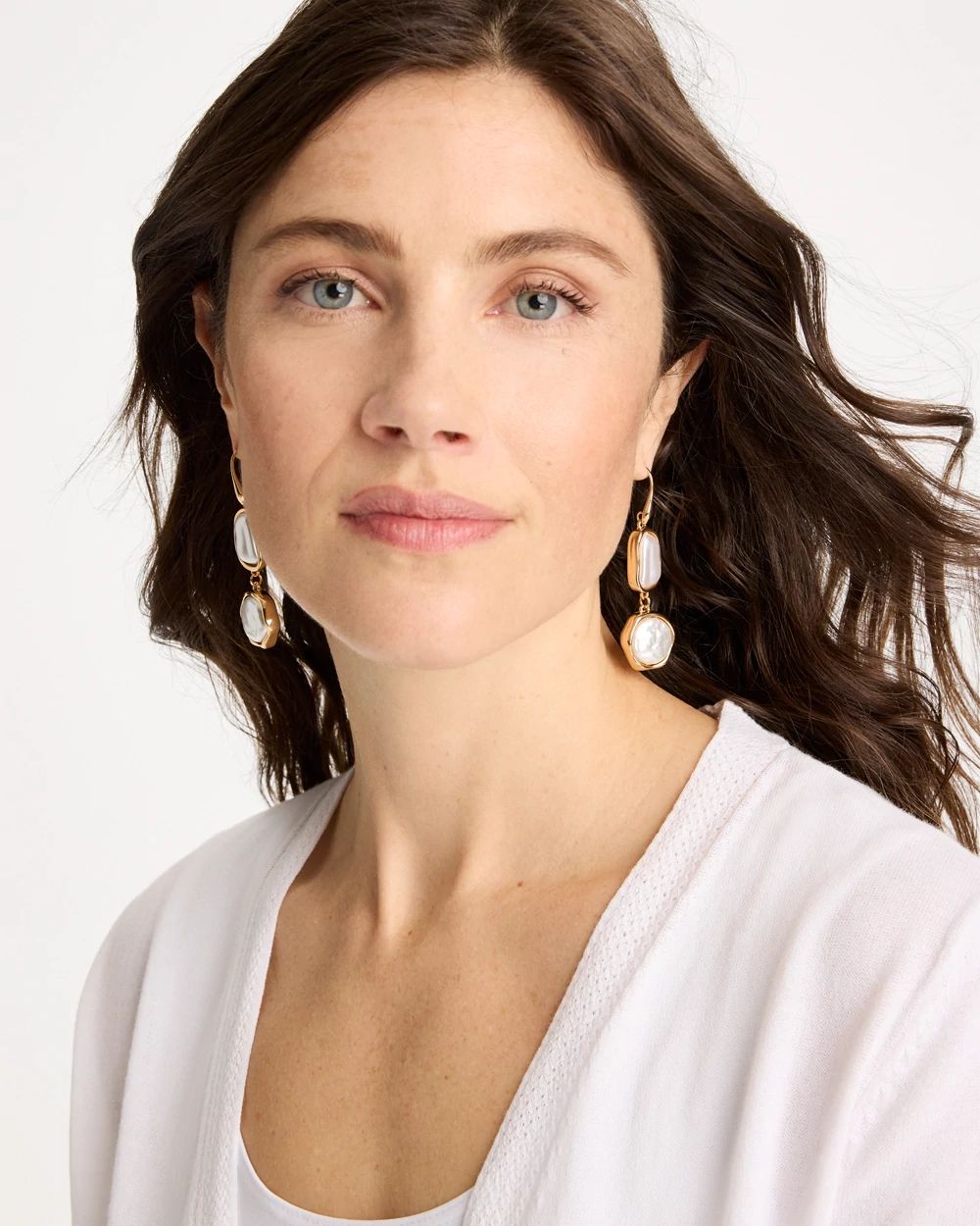 Siren Faux Pearl Drop Earrings click to view larger image.