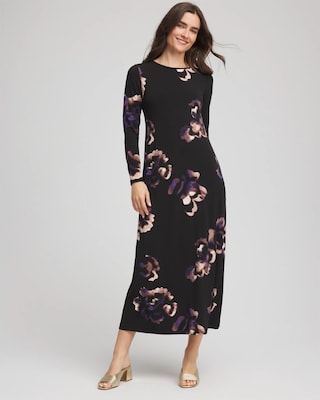 Floral Boatneck Column Maxi Dress