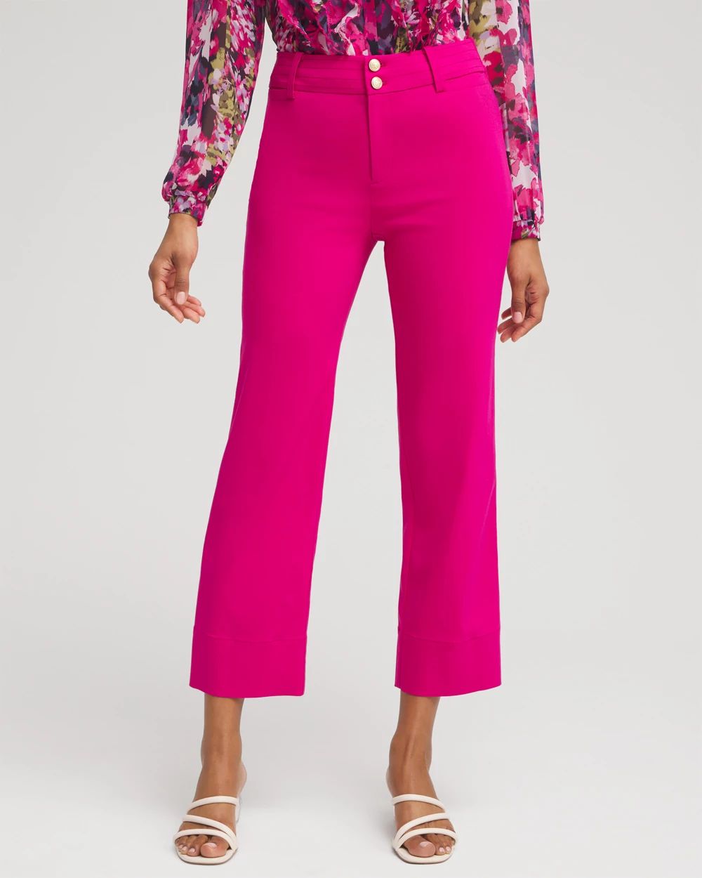 Trapunto Wide Leg Cropped Pants