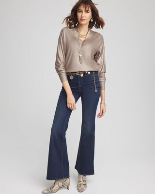 Foil V-Neck Relaxed Pullover Sweater