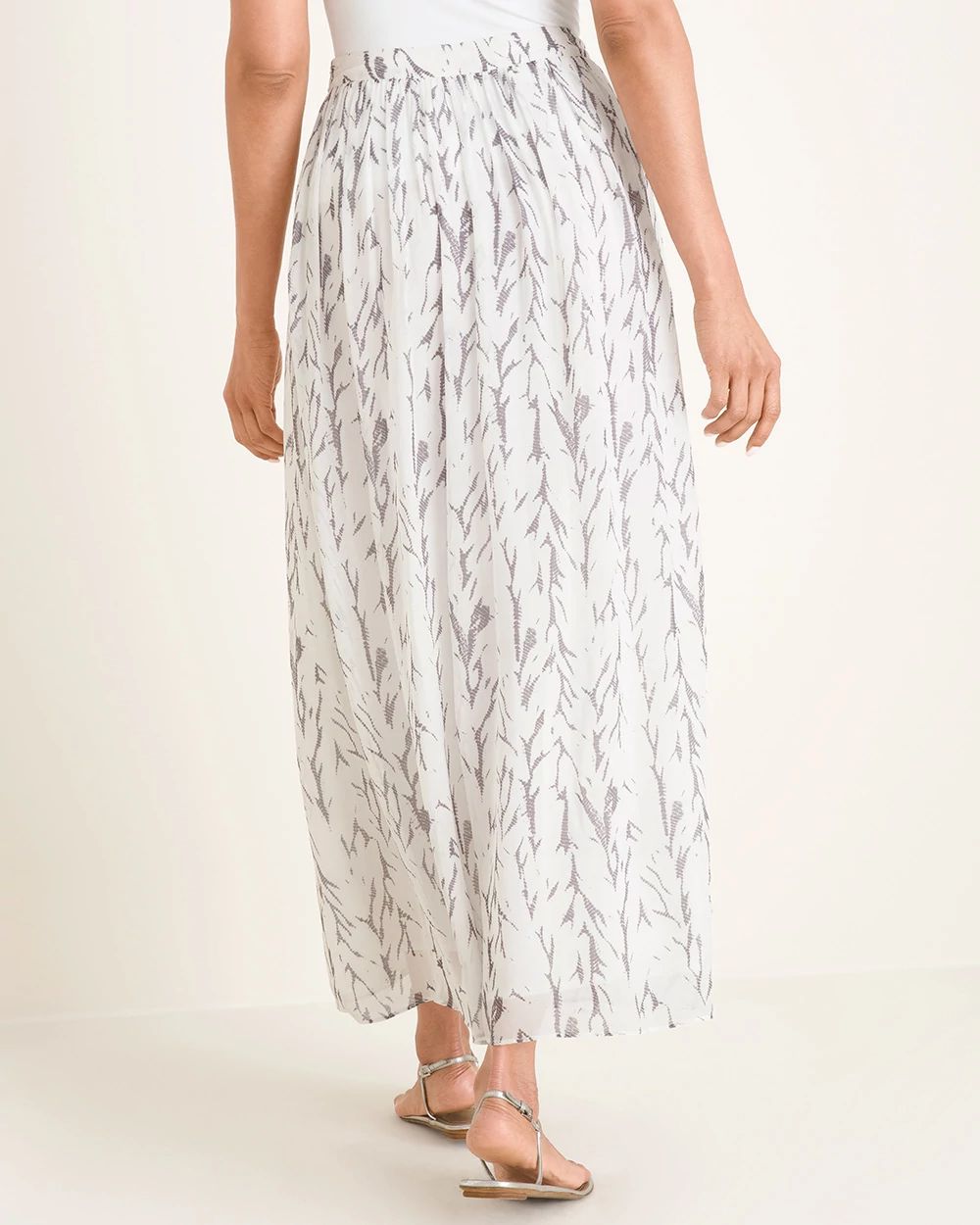 Gathered-Texture Chevron Print Maxi Skirt