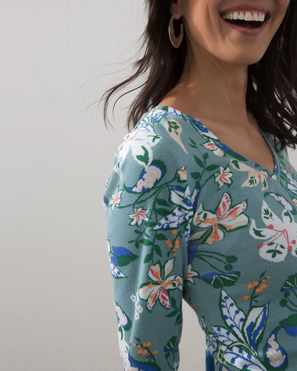 Pima Floral V-Neck Tee