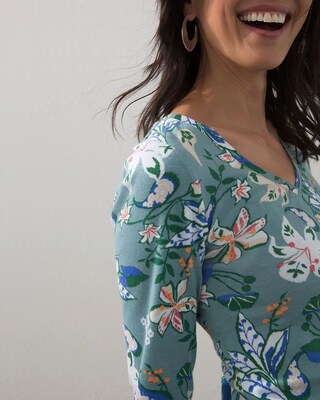 Pima Floral V-Neck Tee