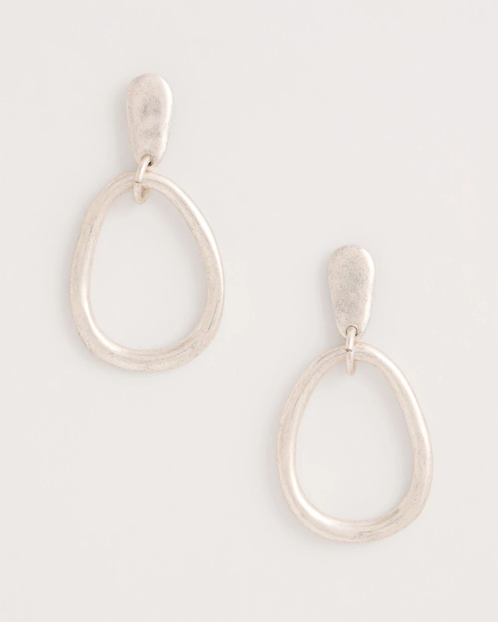 Silvertone Open Circle Drop Earrings
