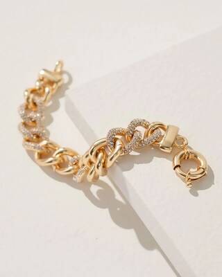 Pave Gold Tone Link Bracelet