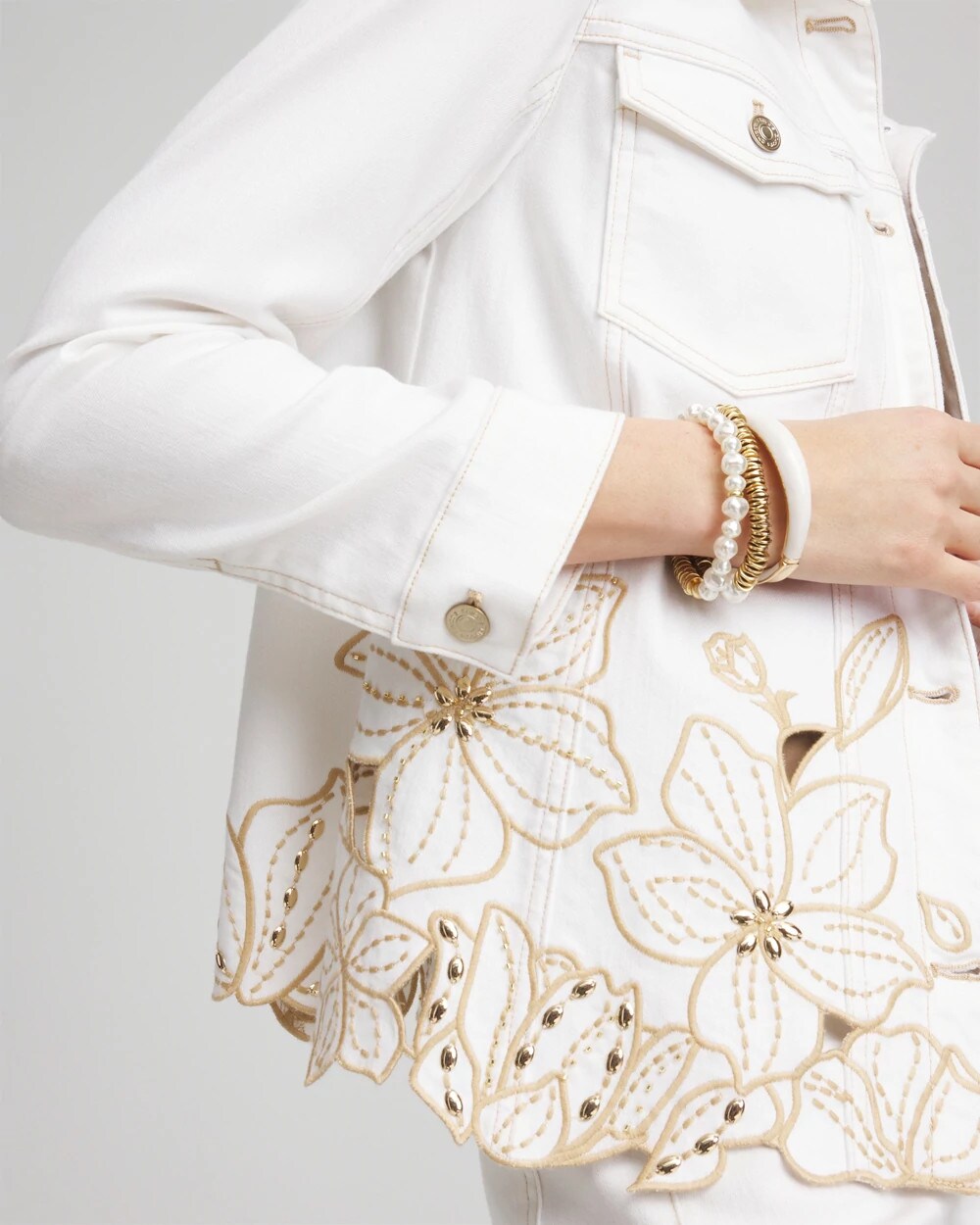 Floral Cutout Denim Jacket