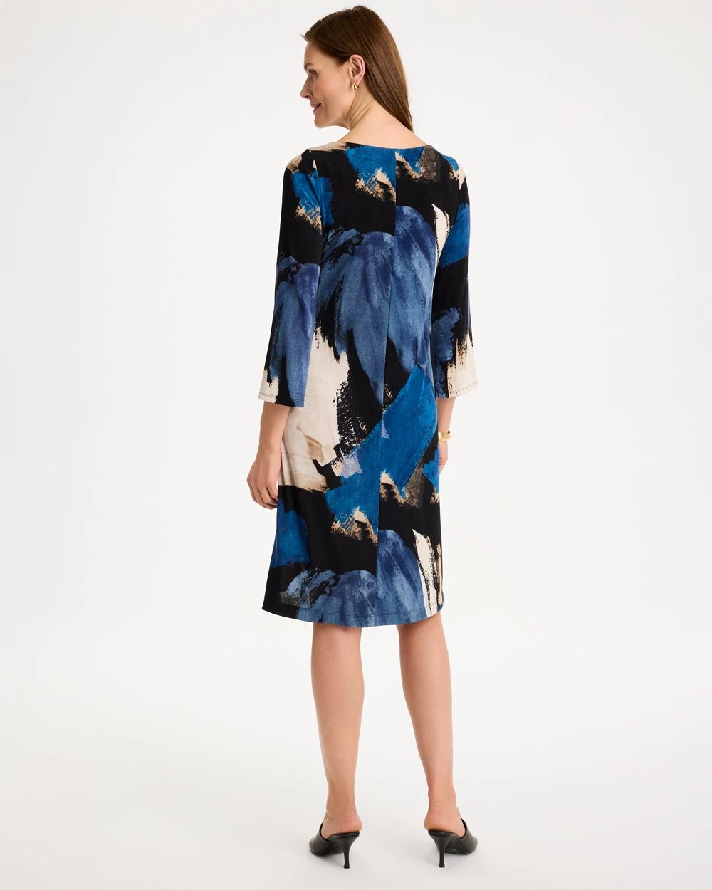 Travelers™ Printed 3/4 Bell Sleeve Dress click to view larger image.