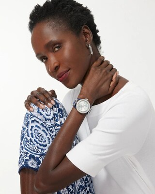 Navy & Silver Tone Watch
