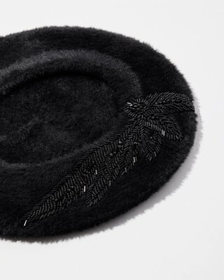 Embellished Faux Fur Beret