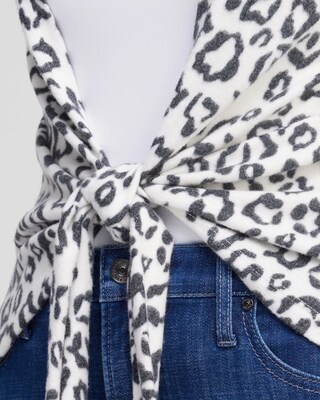 Leopard Tie Front Wrap Cardigan