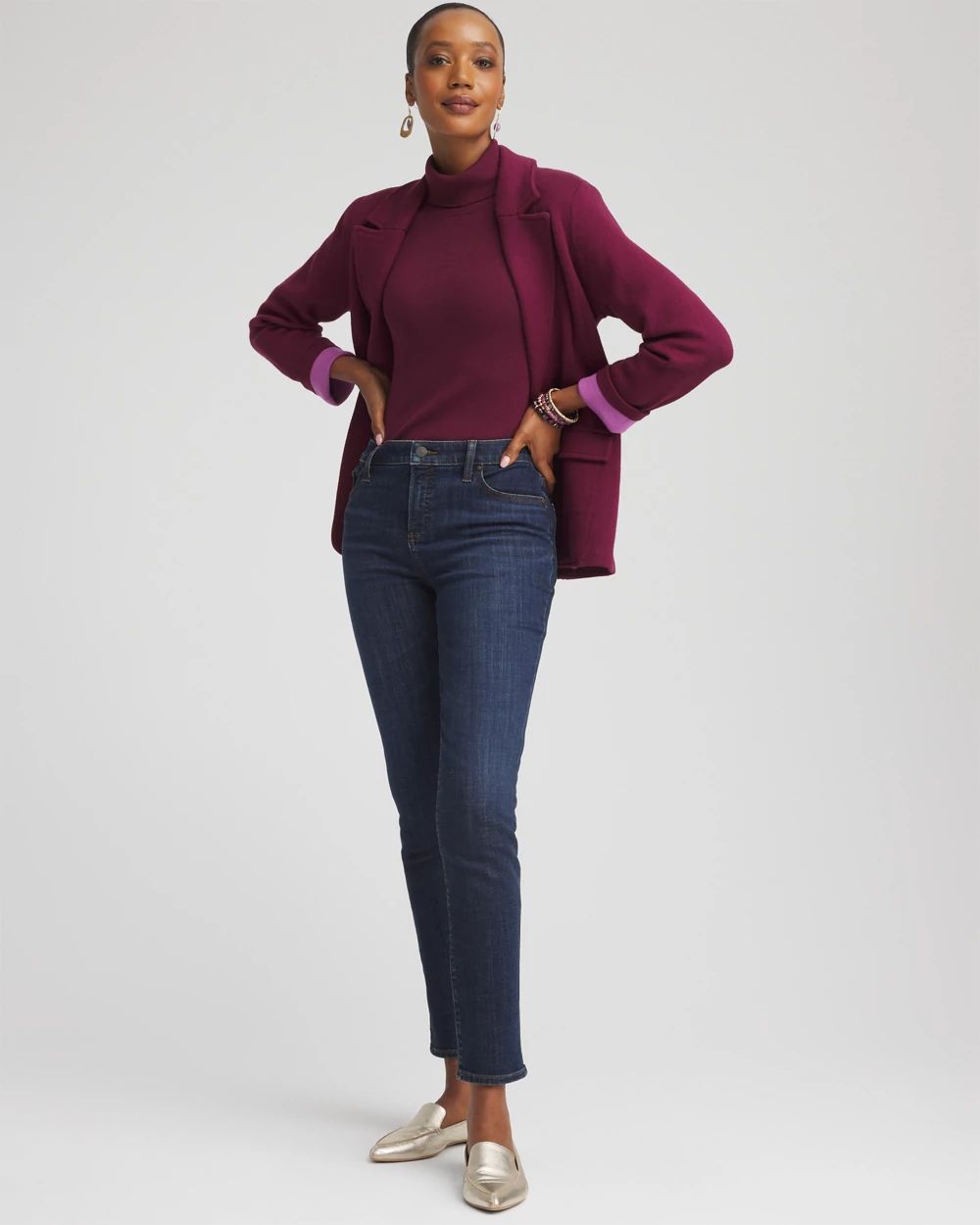 Ecovero™ Button Cuff Turtleneck Sweater