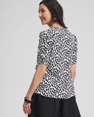 Dots Gathered Elbow Sleeve Tee