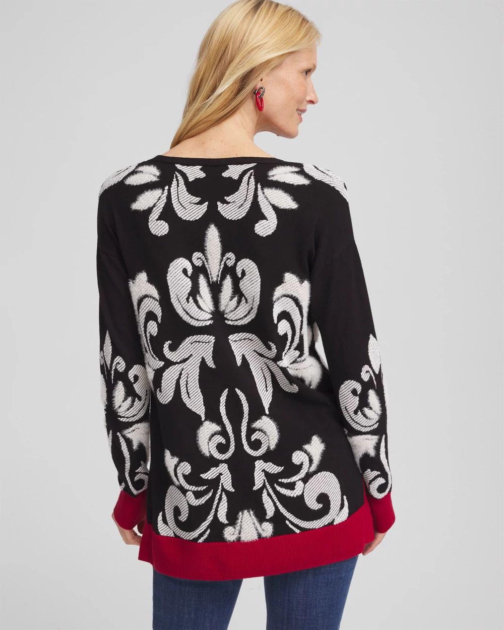 Floral V-Neck Sweater Tunic click to view larger image.