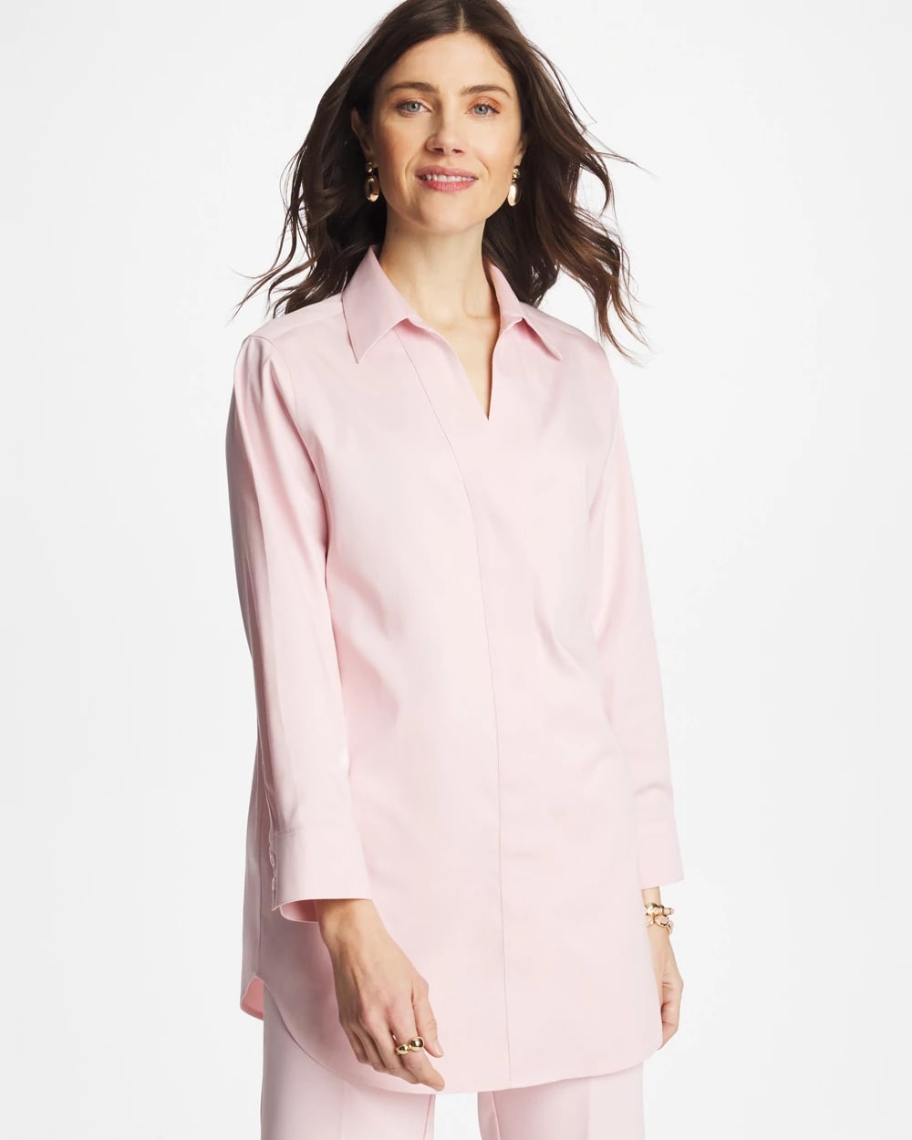 No Iron™ Stretch Splitneck Tunic, photo 1 of 4