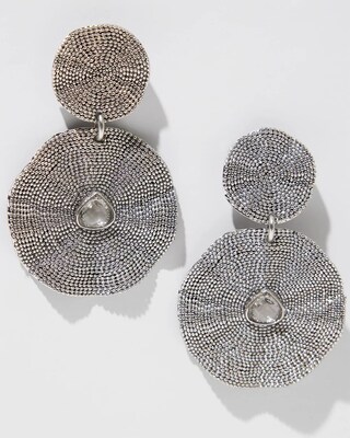 Silver-Tone Textured Drop Earrings