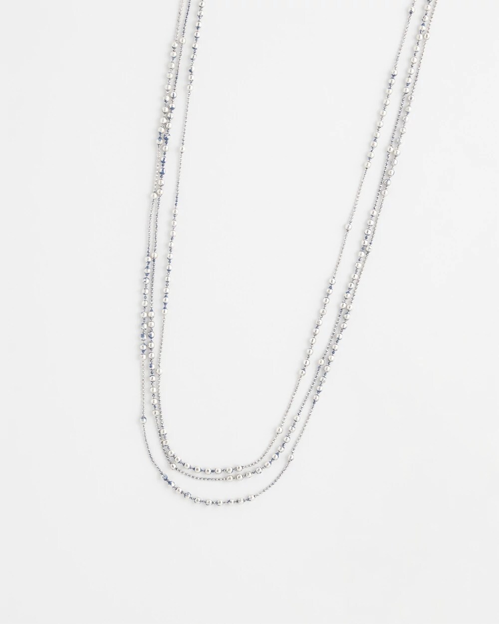 Multi Strand Blue & Silver Tone Necklace