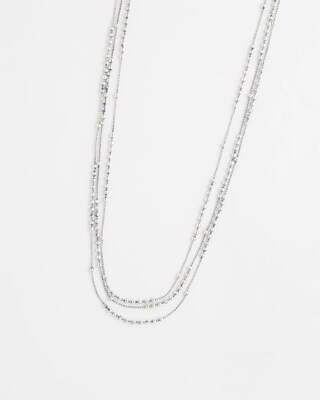 Multi Strand Blue & Silver Tone Necklace click to view larger image.