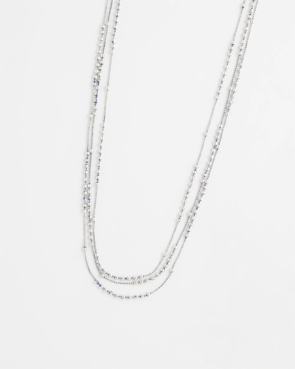 Multi Strand Blue & Silver Tone Necklace