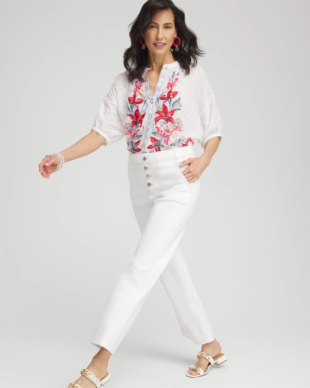 Petite No Stain Pull-On Wide Leg Cropped Pants