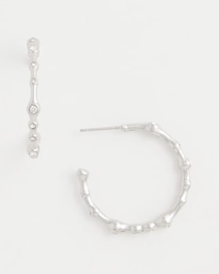 Silvertone Front-To-Back Hoop Earrings
