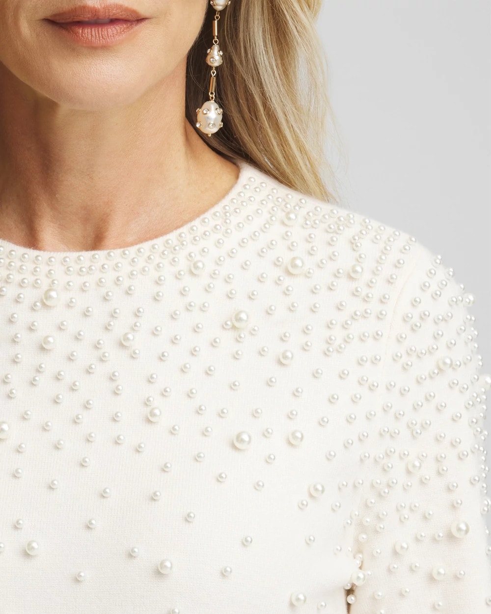 Faux Pearl Cashmere Blend Sweater