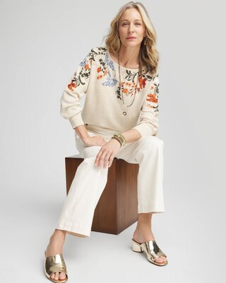 Embroidered Dolman Pullover Sweater click to view larger image.