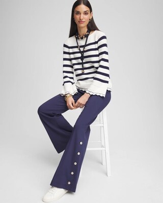Striped Eyelet Pointelle Pullover click to view larger image.