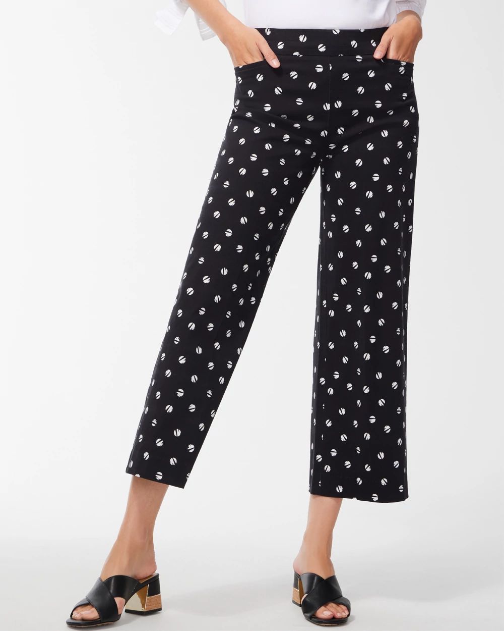 Brigitte Dot Print Wide Leg Cropped Pants