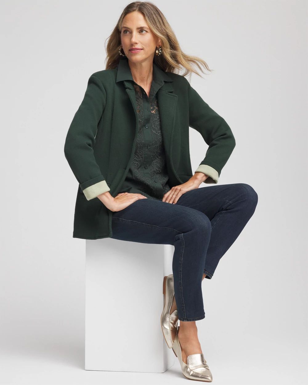Single-Breasted Sweater Blazer