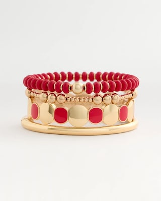 Red Beaded Stretch Bracelet click to view larger image.